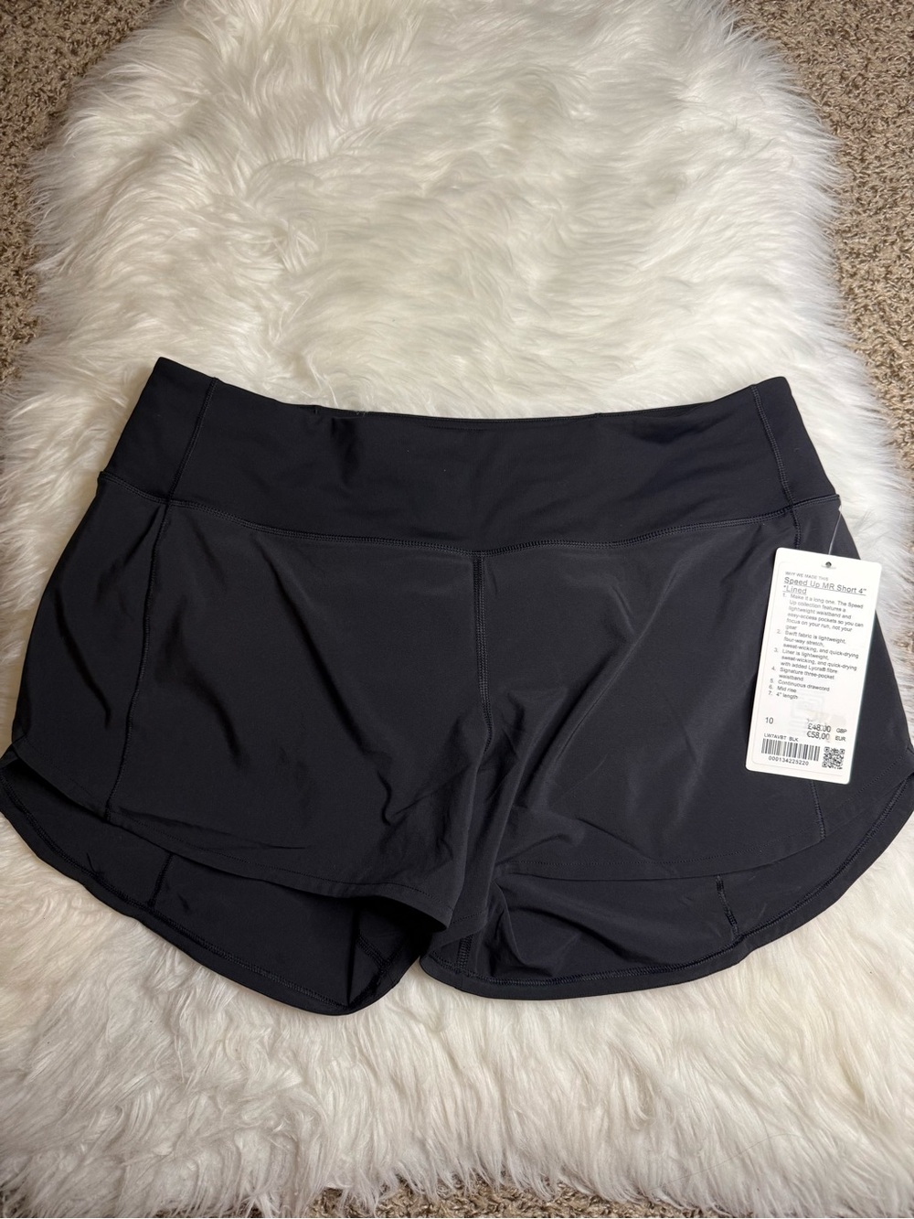 Lululemon Speed Up Low Rise Short 4” Lined Size 10 Black New